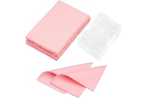 wegoup 28 Pcs Jewelry Polishing Cloth for Sterling Silver Jewelry, Pink Cleaner Cloth for Rings, Includes 40 Pcs Small Jewelry Bags, Gift for Men and Women