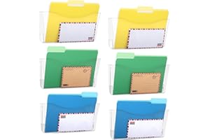 COSYAWN 6 Pack Clear Single Pocket Wall Mounted File Organizer, Plastic Hanging Wall File Holder, Clear Wall Mail Magazines Folder for School Home and Office