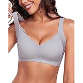 Vinfact Wireless Bras for Women No Underwire Scalloped Comfortable Push Up Supportive T-Shirt Bra Everyday Bra