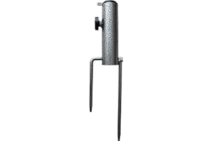 AMMSUN Patio Umbrella Steel Anchor Beach Umbrella Heavy Duty Metal Ground Grass Auger Holder Stands Base with Two Forks Ideal for Use in Soil For Flag, Fishing Rod, Outdoor, Park, Lawn