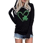MEESHEEP St Patricks Day Hooide for Women Shamrock Graphic Shirts Green Clover Long Sleeve Irish Pullover Tops