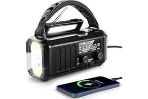AIVICA 10000mAh Emergency NOAA/AM/FM Weather Radio, Type-C Charge, Solar Charging, SOS, 3 Modes LED Torch, Reading Lamp, Compass for Outdoor Survival (Black)
