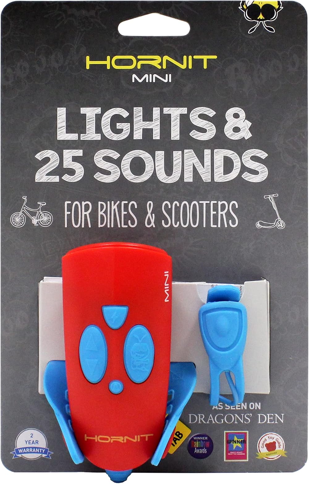 Hornit MINI Bike Bell Blue Red with 25 Sounds 6 Lights IP33