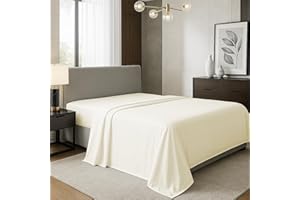 TEXAS LINEN CO. 100% Organic Cotton Percale Flat Sheet Queen Size - 1 PC Flat Sheet, Ivory - Crisp, Cool and Strong Bed Linen, Top Sheets for Hot Sleepers, Luxury Breathable GOTS Certified Sheets