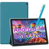 IWEGGO Android 16 Tablet with Case Stylus, 10 Inch 8GB RAM+32GB ROM/ 1TB Expandable Computer, 8MP Camera Tablets, 1.8Ghz Quad-core Processor, 6000mAH Battery Tablet, 5G WiFi6, Games 10'' Laptop Navy