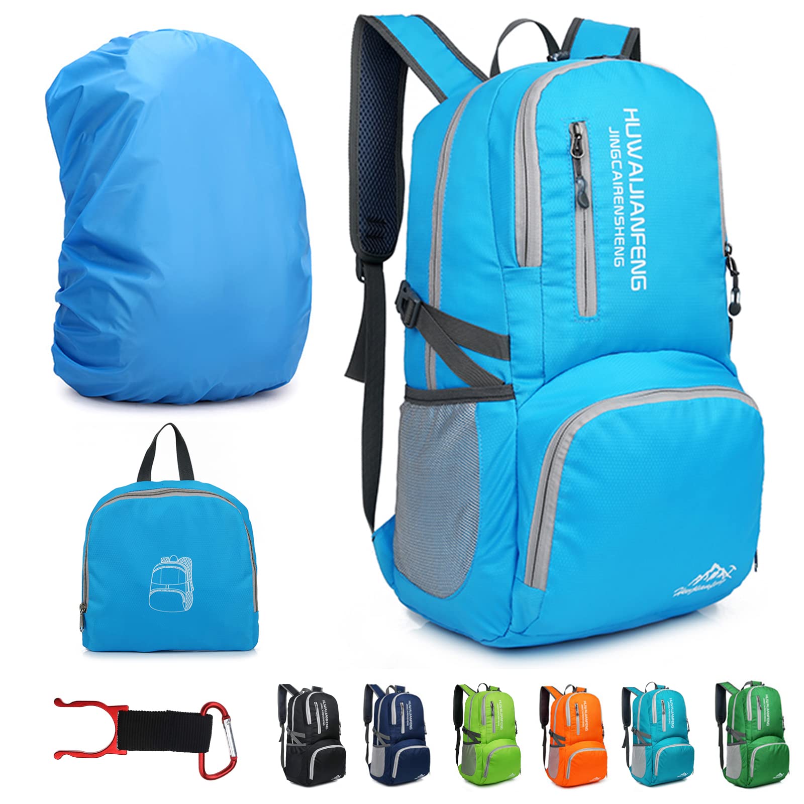 Lywencom Hiking Backpack, 30 L Sporty Lightweight Foldable Waterproof Ultralight Backpack for Outdoor Camping Picnic Hiking Running School Bag with Waterproof Rain