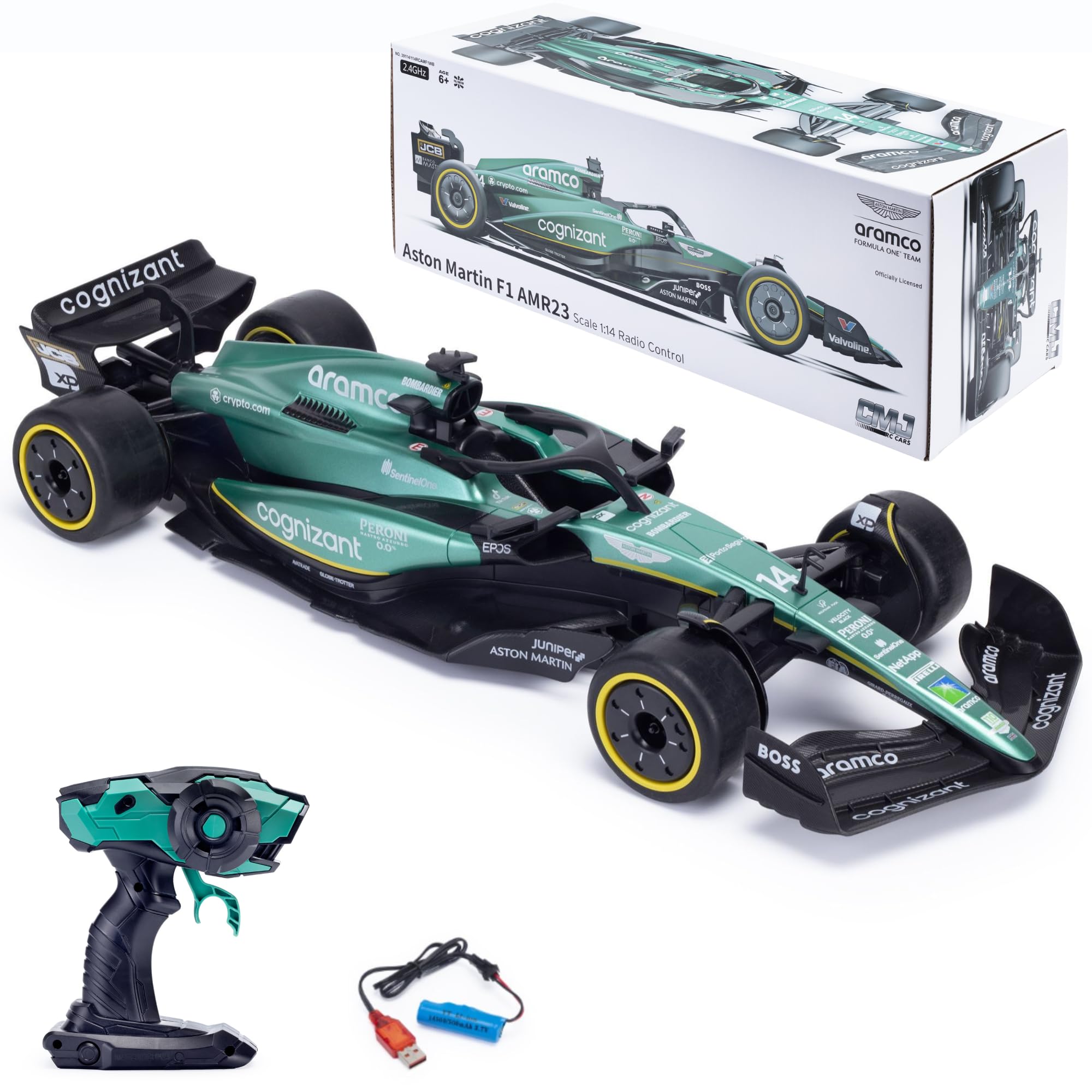 Aston Martin F1 Remote Control RC Car AMR22 (Scale 1:14) 2.4GHz Remote Control Car Officially Licensed Aston Martin Racing Drivers - Fernando Alonso + Lance Stroll Formula 1 Drive To Survive