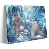 Sexy Naked Anime Girl Lying on The Bed Poster Art