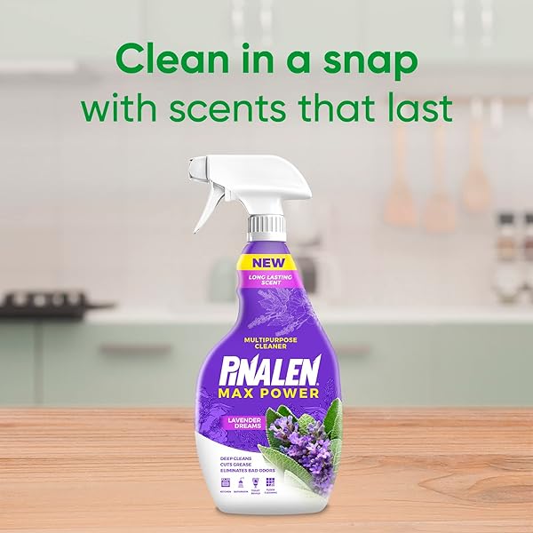 PINALEN MAX POWER MULTIPURPOSE CLEANING SPRAY – 22 FL OZ – LAVENDER DREAMS SCENT – ALL PURPOSE CLEANER FOR KITCHEN, BATHROOM, FLOORS & SURFACES