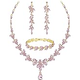 Wedding Jewelry Sets for Bride Bridesmaid Bridal Jewelry Set for Women Wedding Crystal Necklace Earrings Bracelet Set for Party Prom Jewelry