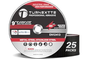 Turnextte 25 Pcs 9 inch Cut Off Wheels for Angle Grinder, 9" Diameter and 5/64" Thickness and 7/8" Inner Arbor Cutting Discs for Angle Grinder, Thin Cut Blades for Metal & Stainless Steel Cutting