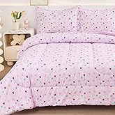 Viviland Kids Twin Bedding Sets for Girls, Soft Microfiber Twin Comforter Set, Purple Heart