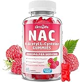 NAC Gummies for Kids & Adults, 1000mg N Acetyl Cysteine Supplement NAC Chewable for Antioxidants & Immune Support, Liver Health, Raspberry Flavor, 60 Count