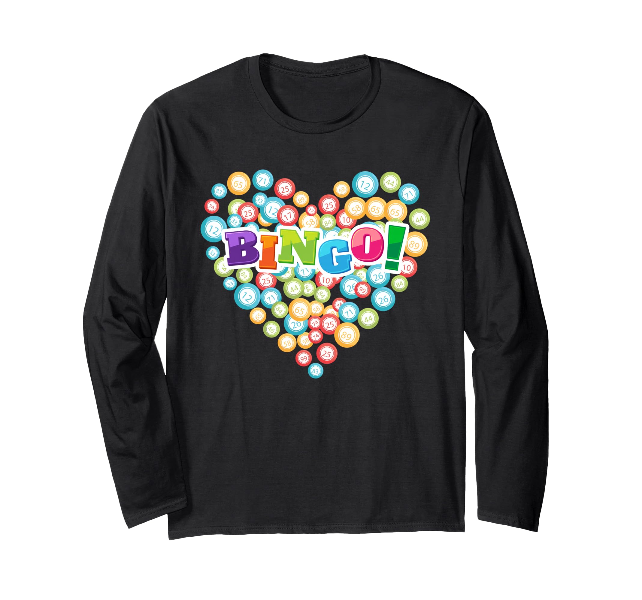 Lottery Bingo Player Gambling Lover Gift Lotto Heart Bingo Long Sleeve T-Shirt
