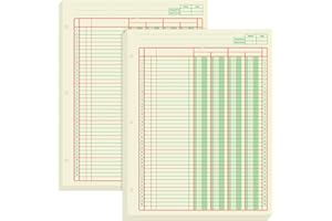 Fulmoon 2 Pack 100 Sheets Columnar Pad Accounting Ledger Paper Accounting Ledger Book Green Analysis Pad for Business, 50 Sheets/Pack, Single Page Format(4 Columnar,8.5 x 11 Inch)