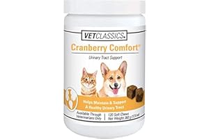 Vet Classics Cranberry Comfort Urinary Tract Pet Supplement for Dogs, Cats – Maintains Dog Bladder Health, Cat Bladder Control – Pet Supplements for Incontinence – 120 Soft Chews