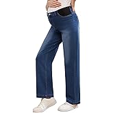 Yornobly Women's Maternity Jeans Mid-Rise Straight Leg Relaxed Fit Denim Pants for Pregnancy and Postpartum
