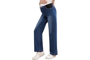 Yornobly Women's Maternity Jeans Mid-Rise Straight Leg Relaxed Fit Denim Pants for Pregnancy and Postpartum
