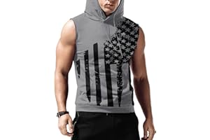 Babioboa Men's Workout Hooded Tank Tops Sleeveless Gym Hoodies Bodybuilding Muscle Cut Off T-Shirts