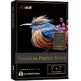 A-SUB RC Photo Paper High Glossy 5x7 Inch, 72lb | 50 Sheets, Single Sided, for Inkjet Printers, for Family Photos, Art Prints