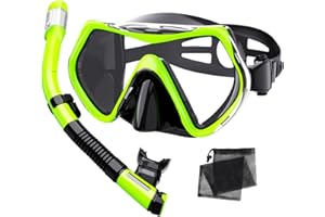 OTOWAVING Snorkeling Gear for Adults,Dry-Top Snorkel Mask Set with Carry Bag,180° Panoramic View, Anti-Fog Anti-Leak Tempered Glass Diving Mask,Adjustable Snorkel Kit for Scuba Diving,Swimming,Snorkeling Travel