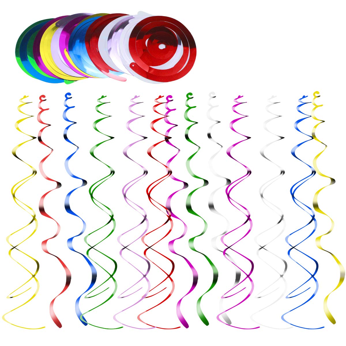 Natuce 14pcs Multicolor Hanging Swirl Party Decorations, Spiral Streamers, Birthday Party Supplies, Wedding Decorations, for Birthday Wedding Party, Rainbow Swirl for Baby Kids Boys Girls Adult