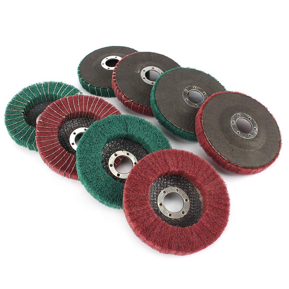8Pcs 4.5'' x 7/8'' Nylon Fiber Flap Wheel Abrasive Disc Polishing Grinding Buffing Wheel Scouring Pad for 115mm Angle Grinder