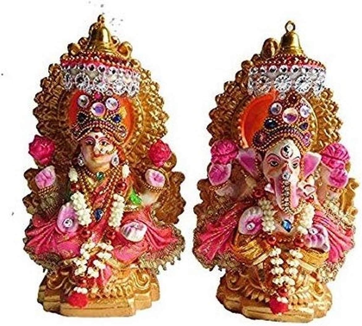 The Keshav Craft Mitti Mitti Cool Terracotta Clay Ganesh laxmi Idol in Multi Colour