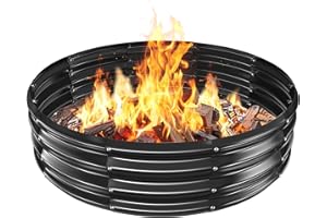 VAMFUTRE Metal Fire Pit Ring/Bonfire Fire Ring- 4 FT Diameter, 0.8 MM Thick,1 ft High, Durable and Stylish for Outdoor Fire Pits,Patios and Camping (Black, 4X4X1 ft)