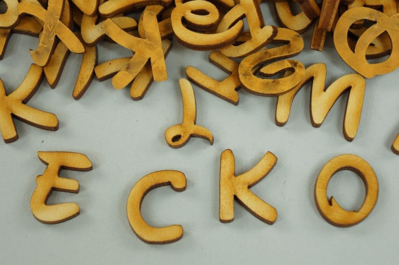 Decocraft 250 + PLAIN WOODEN SMALL DISNEY LETTER DIGITS ADHESIVE LETTERS DECOUPAGE (NF32)