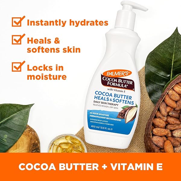PALMER’S COCOA BUTTER FORMULA DAILY SKIN THERAPY COCOA BUTTER BODY LOTION FOR DRY SKIN, HAND & BODY CONDITIONER, PUMP BOTTLE,13.5 OZ (PACK OF 3)