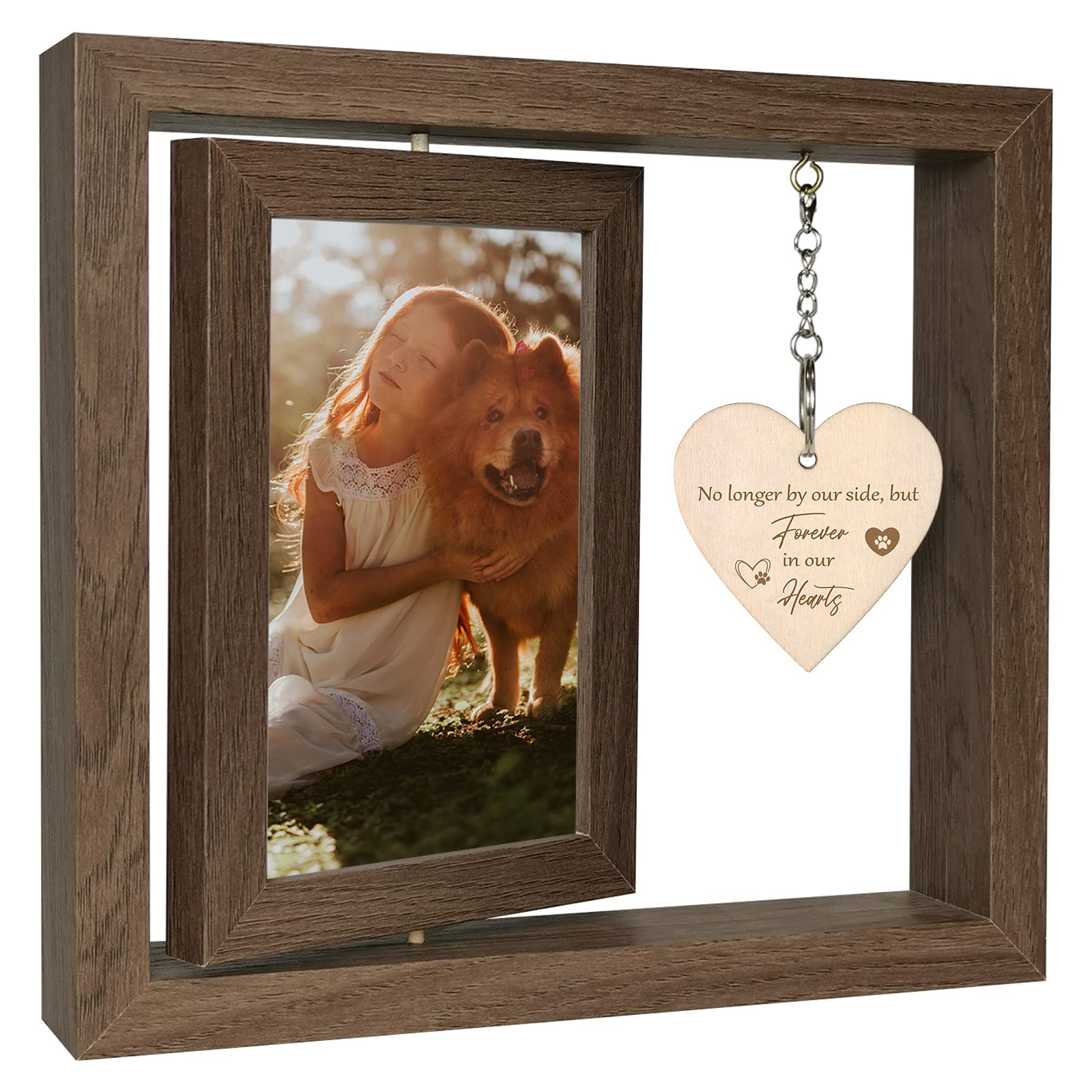 No Longer by Our Side but Forever in Our Hearts Dog Memorial Photo Frame - Loss of Dog Remembrance Gifts - Pet Memorial Bereavement Gifts (Dis Two 15x10 cm)