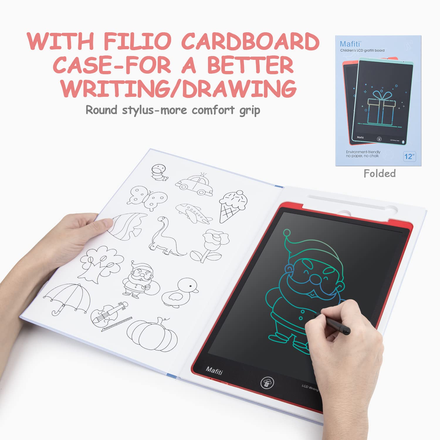 Mafiti LCD Writing Tablet 12 Inch Electronic Writing Drawing Pads Doodle Board for Kids Birthday Gifts Toys for Boys Girls Age 3 4 5 6 7 8 Year Old Red