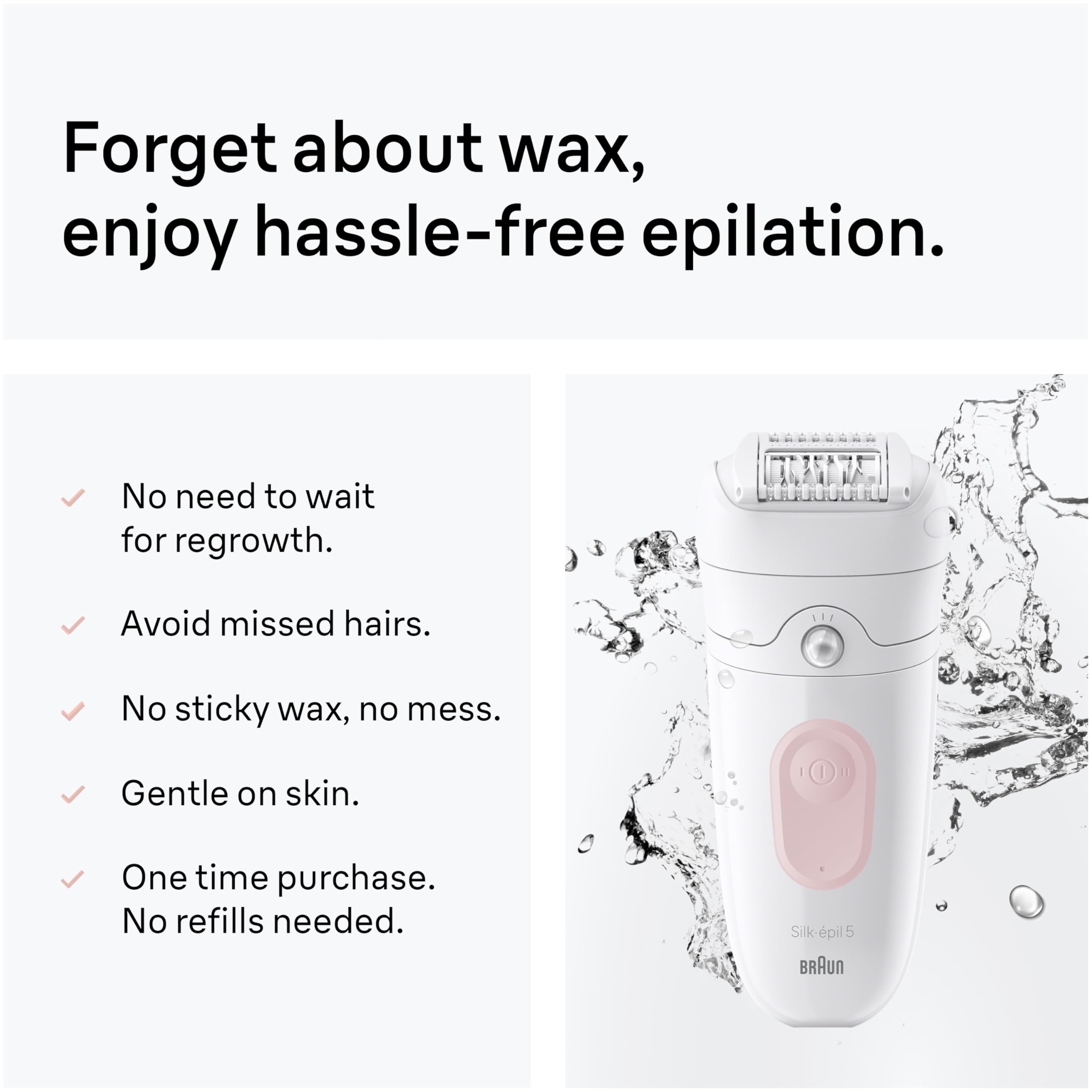 Braun Epilator Silk-épil 5, Hair Removal Device, Women Shaver & Trimmer, Wet and Dry, Includes Skin Contact Cap, SE5-011, Grey