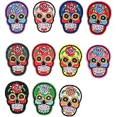HEALLILY 11pcs Suger Skull Patches Iron on Patch Embroidered Sew on Patches Applique Dia De Los Muertos Mexican Day of The Dead Party Favors