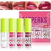 4 Colors Fat Oil Lip Gloss, Lip Oil Lip Glaze Hydrating Lip Glow Oil (A#) | Big Brush Head Moisturizing Lip Gloss, Shiny Tran