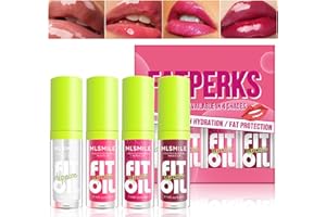 Loobexery 4 Colors Fat Oil Lip Gloss, Lip Oil Lip Glaze Hydrating Lip Glow Oil Big Brush Head Moisturizing Lip Gloss, Shiny Transparent Tinted Plumping Lip Oil Nourishing Non-sticky (A#)