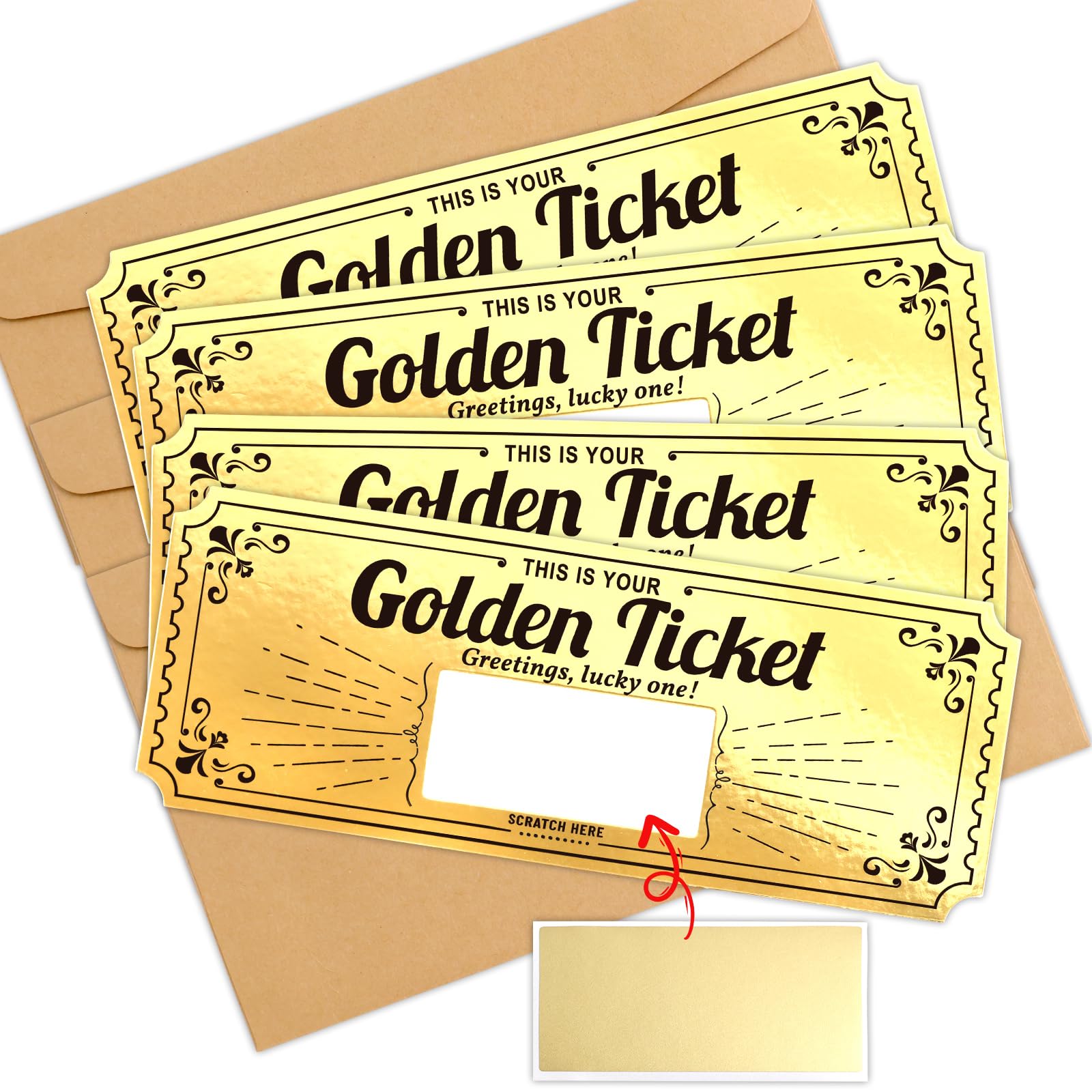 Photo 1 of ***MISSING PARTS**
ceiba tree Golden Tickets 10Pcs Scratch Off Cards with Envelopes Gold Reveal Surprise Ticket Cards for Special Days Birthday Thanksgiving Christmas Happy Holidays Small Business