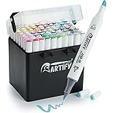 ARTIFY Alcohol Brush Markers, Brush and Chisel Dual Tips Professional Artist Markers, Drawing Marker Set with Carrying Case for Adult Coloring and Drawing Media for Beginner or Experienced Artists