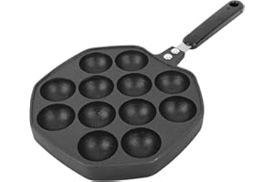 Non Stick Takoyaki Pan 12 Rounded Molds Lightweight and Compact Design, Sturdy and Aluminum Alloy Takoyaki Pan for Octopus Ba