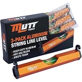 Mutt Tools 3 Inch Aluminum String Line Level for Construction | 3 Inch, Aluminum, String Line, Vial Level, Construction