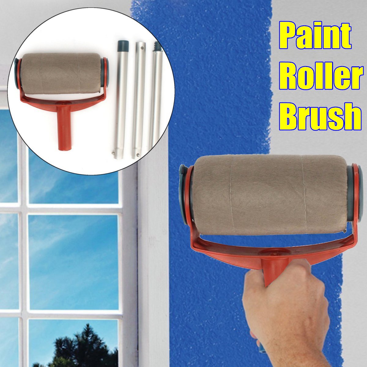 Jeteven Farbroller Kit mit Teleskopstange Renovierungsset, Flachpinsel Paint Roller Set (3er)