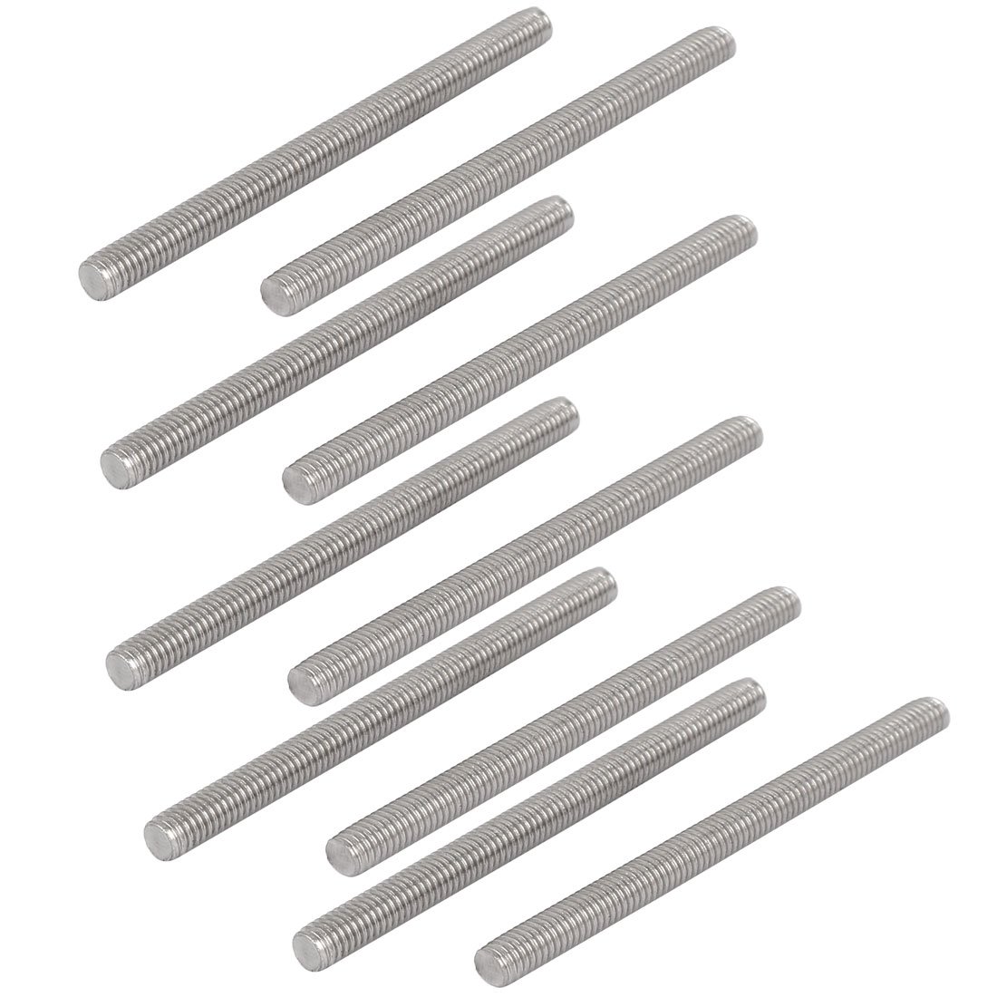 Sourcingmap M6 x 80mm 304 Stainless Steel Fully Threaded Rod Bar Studs Silver Tone 10 Pcs