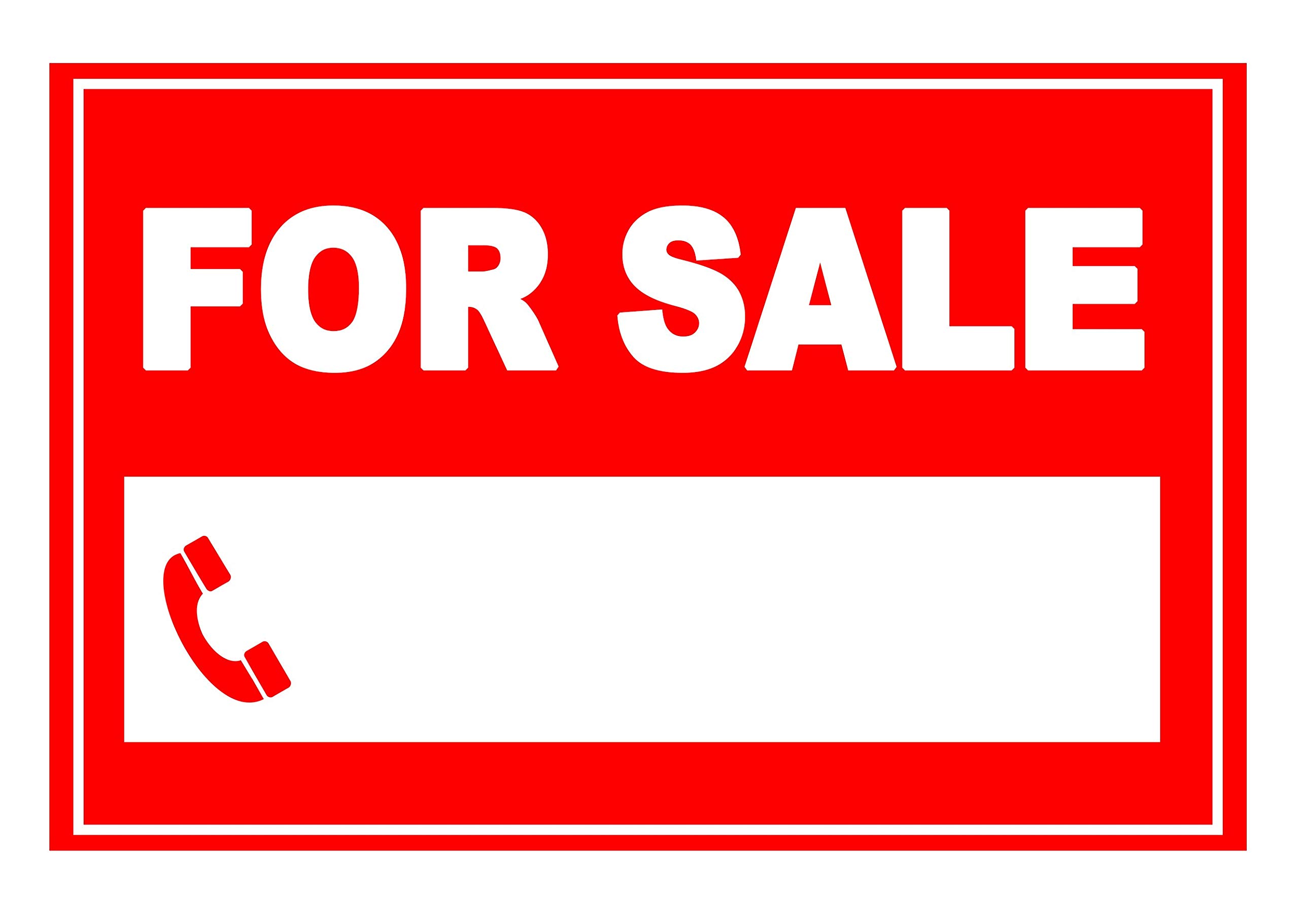 4 x FOR SALE - Red with space - Info Sign Label Removable Self Adhesive Waterproof Durable Vinyl Label Stickers 225mm x 160mm