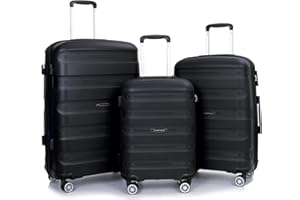 Tripcomp Hardshell Luggage Sets 3 Piece, Lightweight Suitcase Set with Spinner Wheels TSA Lock, Travel Carry-on and Checked Luggage, 3-Piece Set(20/24/28), Black