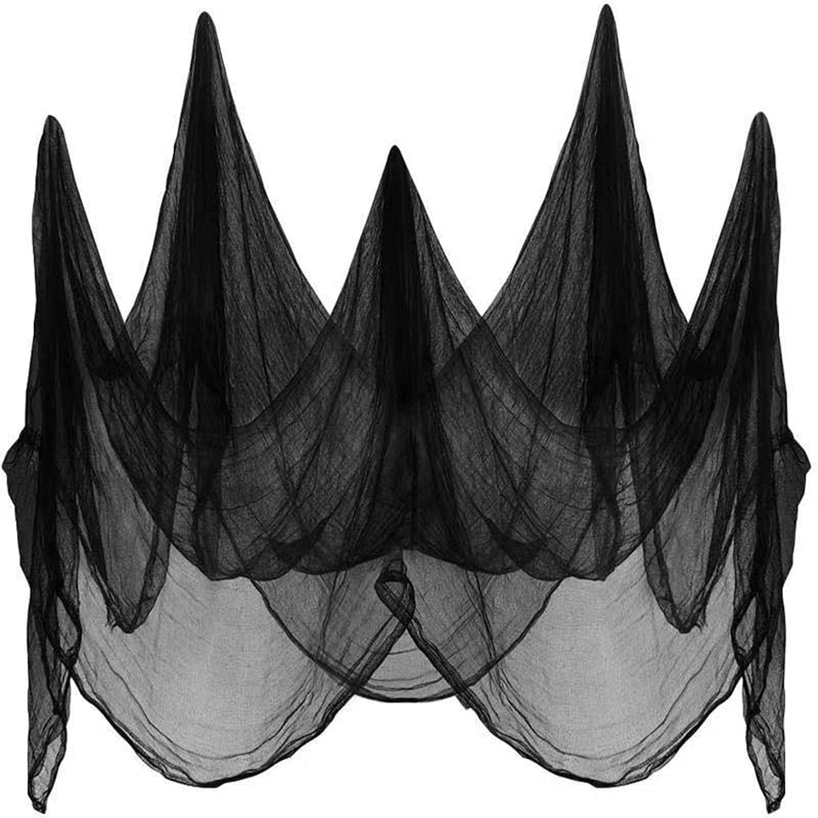 PAPU 215 x 600CM Halloween Black Netting Fabric Creepy Cloth ​Spooky Cheesecloth Cotton Mabric Cloth Scary Halloween Decorations Outdoor(Black)