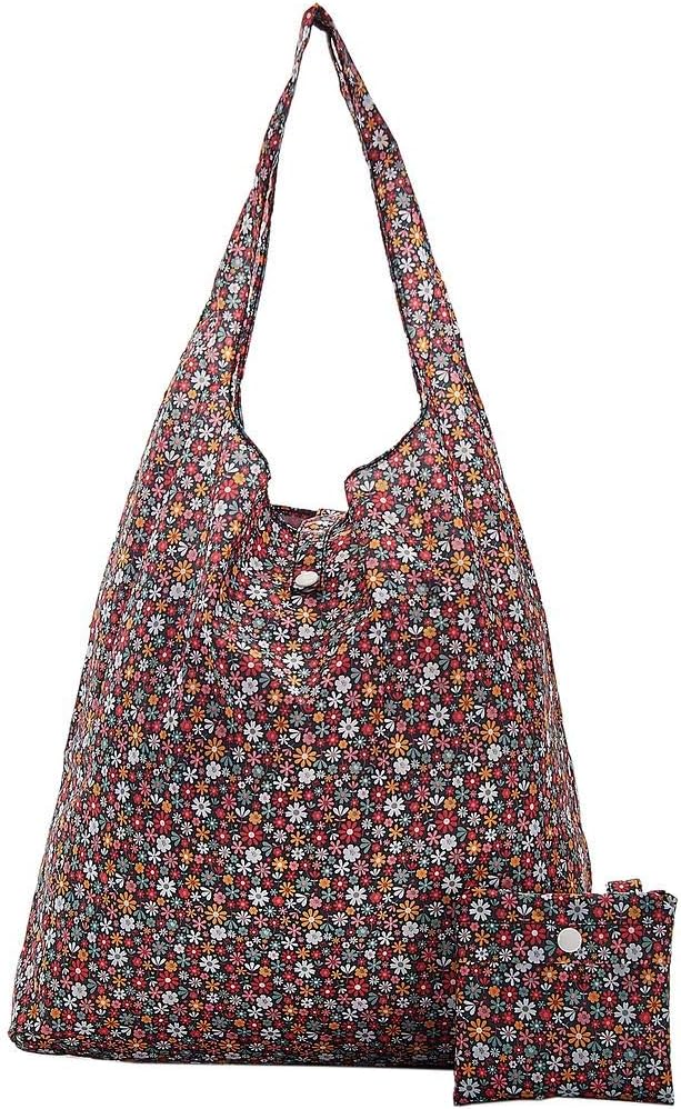 Eco Chic Lightweight Foldable Reusable Bag Ditsy Black RPET 15kg 560x380mm