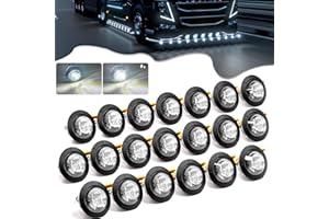 PSEQT 20Pcs 3/4" Strobe Flash+Steady Marker Lights Dual Function White LED Trailer Side Clearance Tail Round Lights 12V Running Warning Indicator Waterproof Lamps for Trailer Truck Bus ATV UTV Van RV
