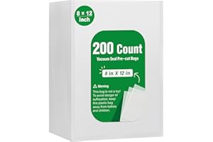 Syntus 200 Count Vacuum Sealer Bags Quart 8 x 12 inch for Seal a Meal, Commercial Grade BPA Free Heavy Duty Precut Seal Bags, Food Vac Bags for Storage, Meal Prep or Sous Vide