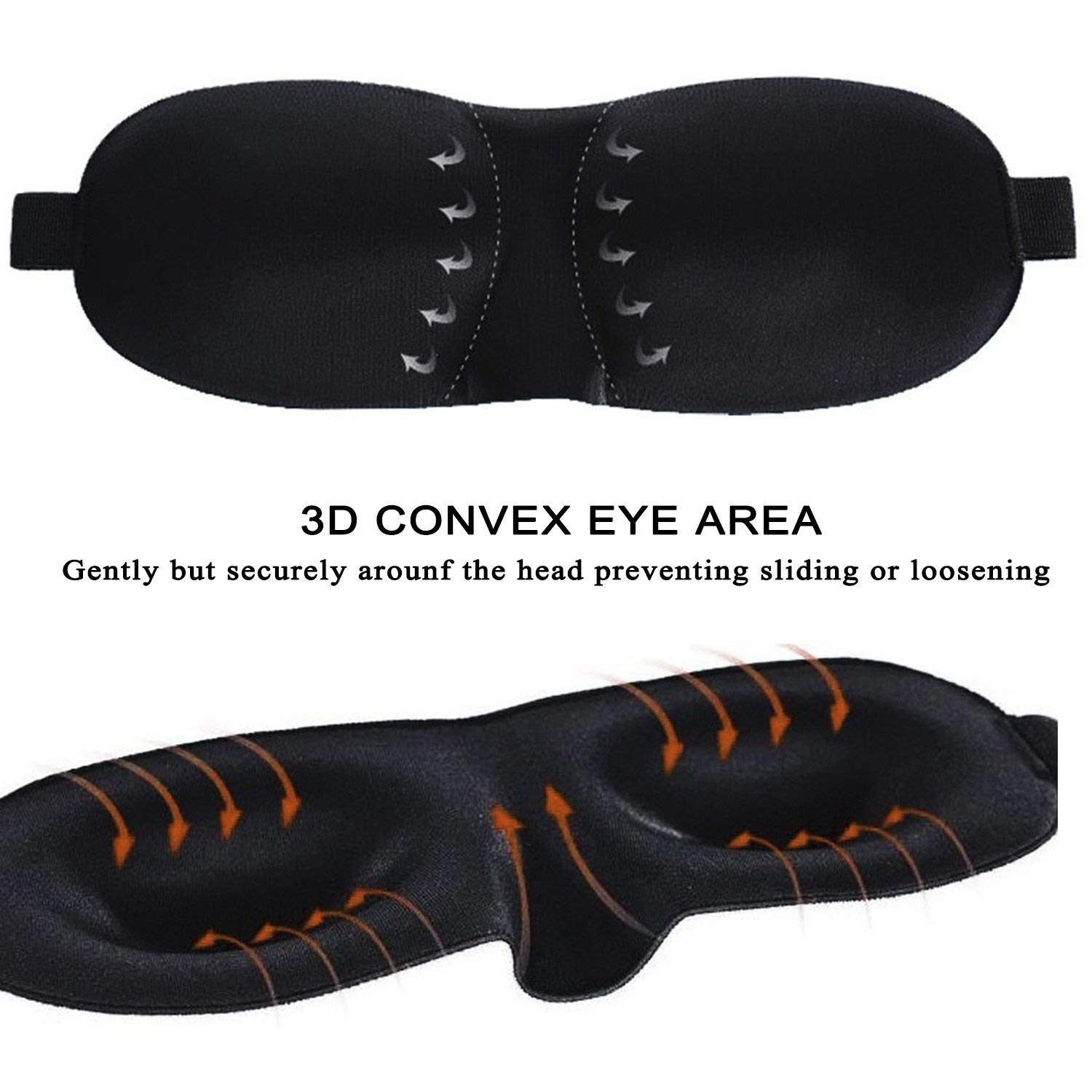 3D Eye Mask Sleeping Masks Eye Shades Eye Blinders for Soft Travel Sleep Rest, Nap, Shift Works 3 Pack (Black)